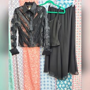 Demetrios Evening silk pant suit.  Size 10 & 6.  (832)